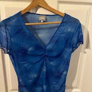 Versace Jeans Coutour Blue Mesh Top